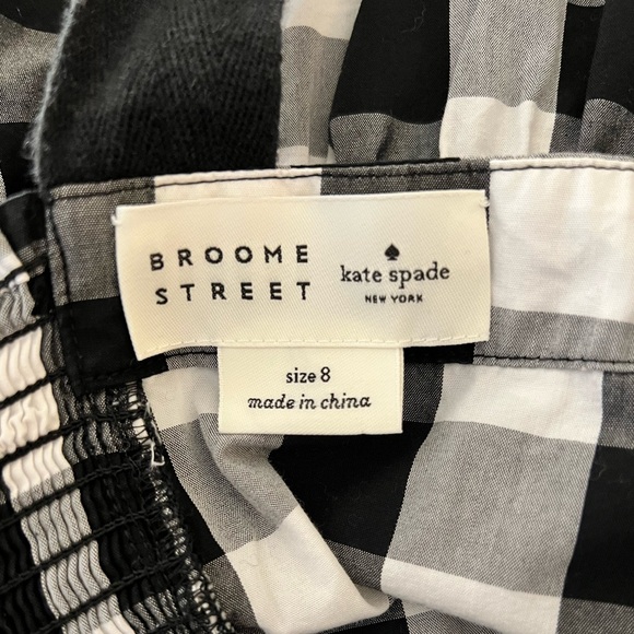 Kate Spade Black and White Gingham Peplum Top Size 8 EUC - Picture 5 of 7